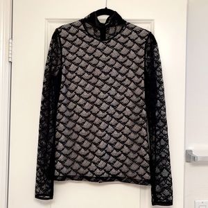Diane von Furstenberg Black Lace Top Size 6